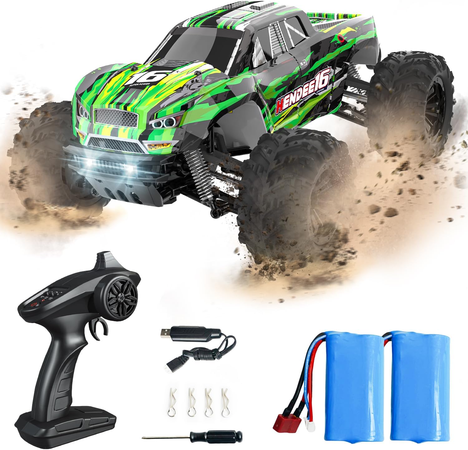 BEZGAR HP164 RC Cars MAX 40KPH, 1:16 Scale RC Truck, RC Cars for Adults, Carros De Control Remoto 4x4, Remote Control Car for Boys 8-12, Off Road Radio Controlled Car with Two Rechargeable Batteries