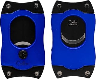 Colibri Premium S-Cut Cigar Cutter - Ergonomic Stainless Steel Spring-Loaded Straight Cut Blade, Ideal for up to 66+ Ring Gauge - Gift for Cigar Enthusiasts (Blue)