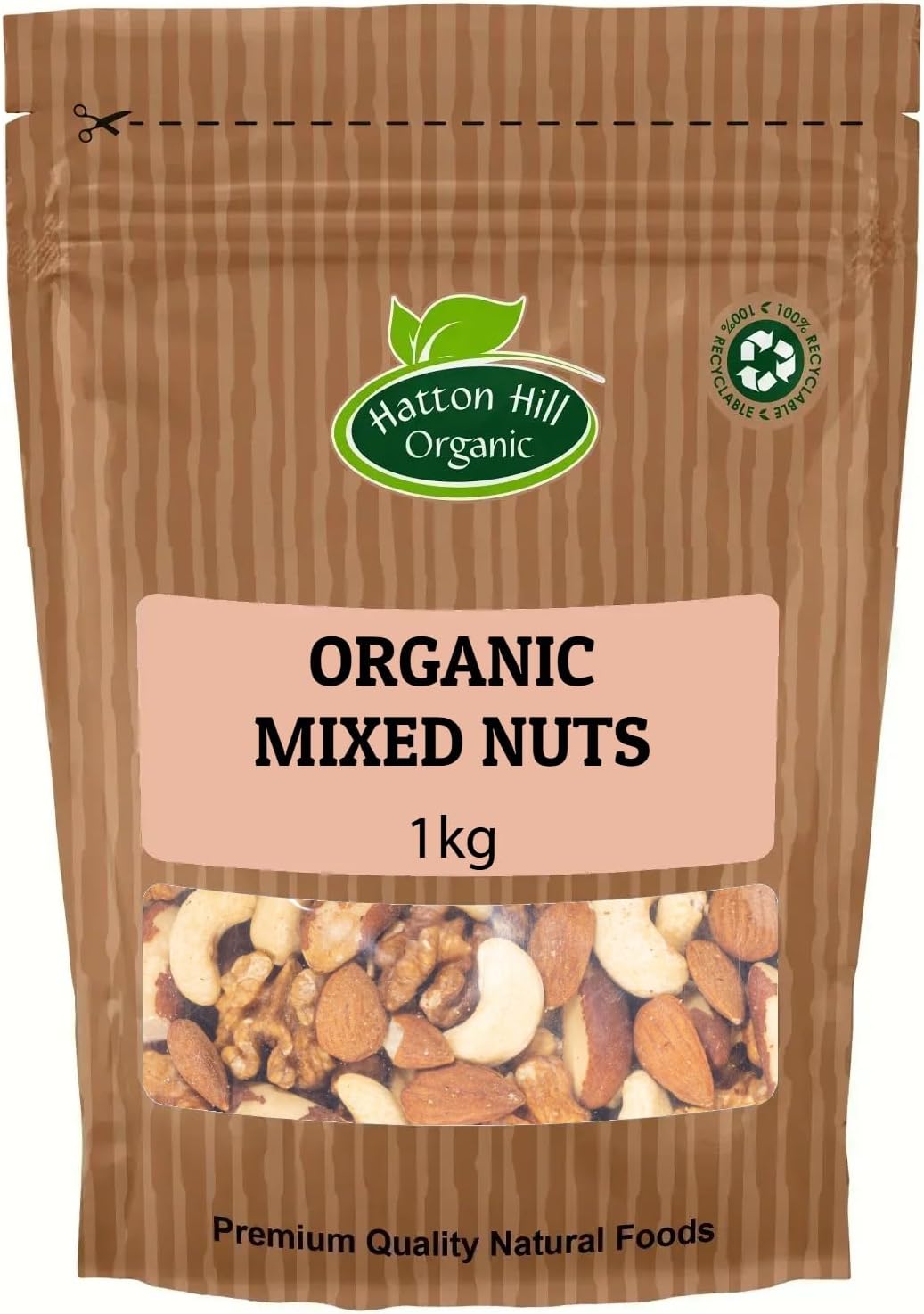 Organic Mixed Nuts 1kg - Raw & Unsalted by Hatton Hill Organic (Brazilnuts, Cashews, Walnuts & Almonds)