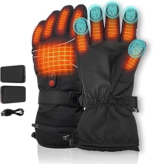 Heated Gloves, Heating Gloves for Men Women Rechargeable Battery Waterproof & Windproof Thermal Touchscreen Winter Gloves for Riding Skiing Skating Hiking (L)