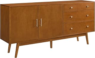 Walker Edison Mid-Century Modern Wood Kitchen Buffet Sideboard Entryway Serving Storage Cabinet Doors-Dining Room Console, 70 Inch, Acorn