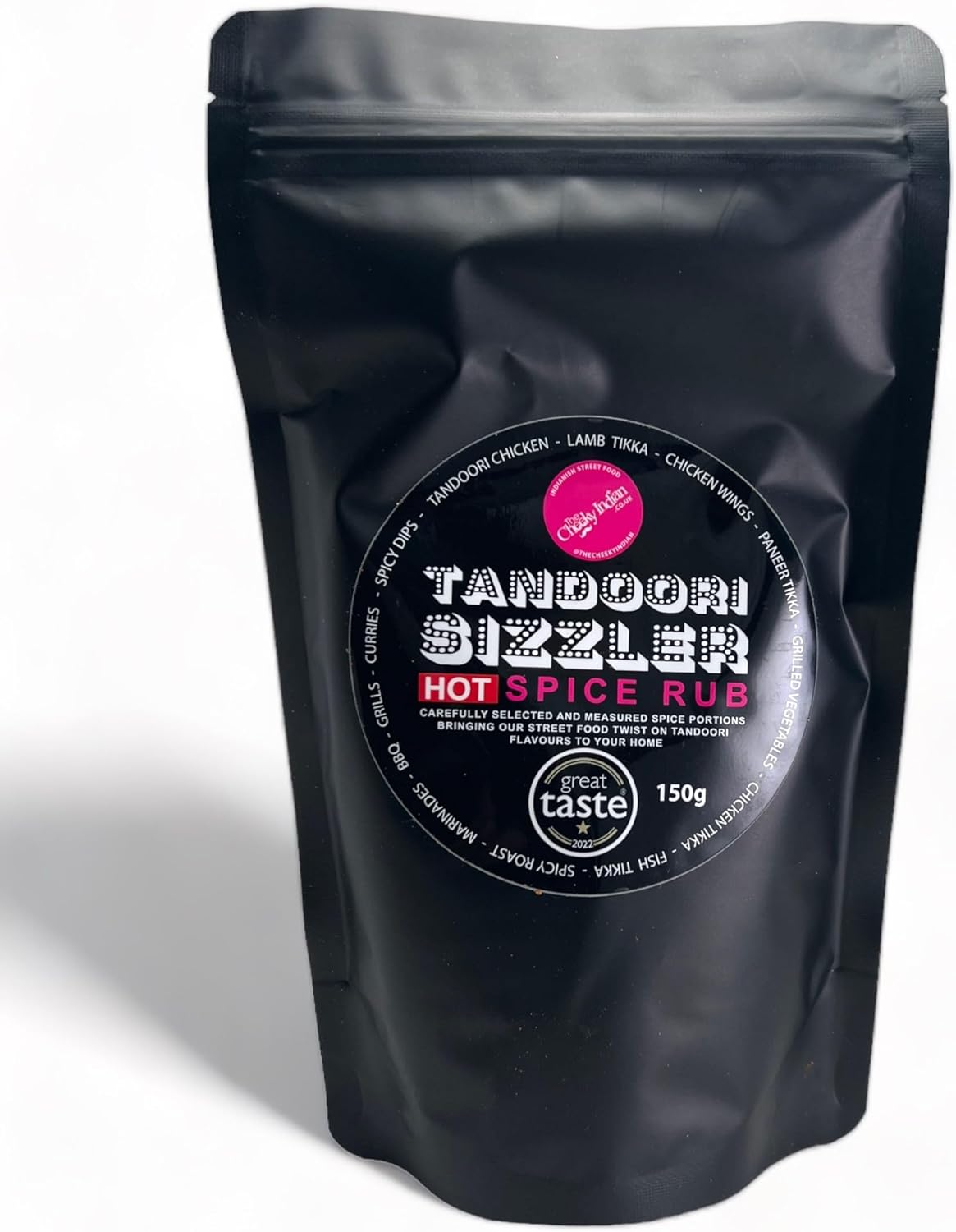 THE CHEEKY INDIAN - Tandoori Sizzler Hot Spice Rub 150g, Make Real Smokey Tandoori at Home. Seasoned Spice Mix for Grill & BBQ Marinade, Made in UK, Vegetarian, Dairy-Free, Gluten-Free