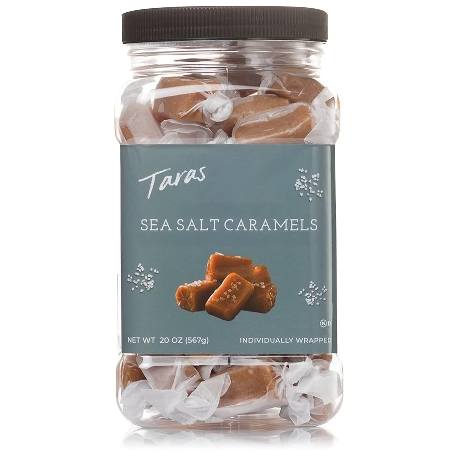 Taras Gourmet Sea Salt Caramels | All Natural Candy | Creamy & Individually Wrapped with Real Butter (20 oz)