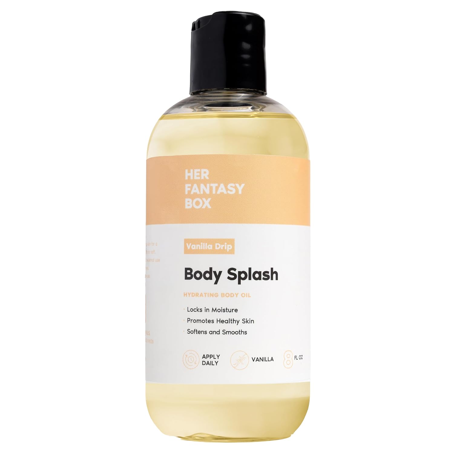 Her Fantasy Box | Body Splash Vanilla Drip Fragrance Oil – Warm Vanilla Sugar Scent with Creamy Cashmere & Sandalwood, Lightweight Hydrating Body Oil, Vegan & Cruelty Free