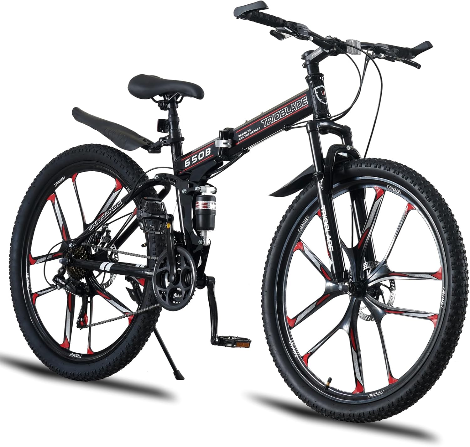 24 26 27.5In Foldable Mountain Bike Dual Suspension Hardtail Bicycle Men Women Mountain Bike 21 Speed Drivetrain Lightweight Frame Sport Cycling Bike for Adult