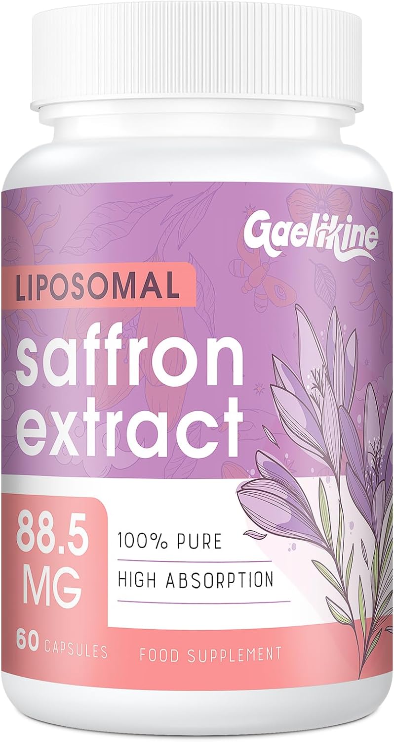 Liposomal Saffron Supplements 88.5 mg, 100% Pure Saffron Extract Capsules, Premium Saffron for Mood, Focus, Vision & Energy, 60 Capsules, 2-Month Supply