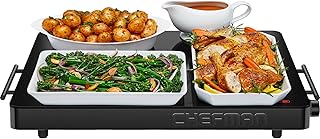 Chefman Electric Warming Tray with Adjustable Temperature Control, Perfect For Buffets, Restaurants, Parties, Events, and Home Dinners, Large 21” x 16” Glass-Top Surface Keeps Food Hot – Black