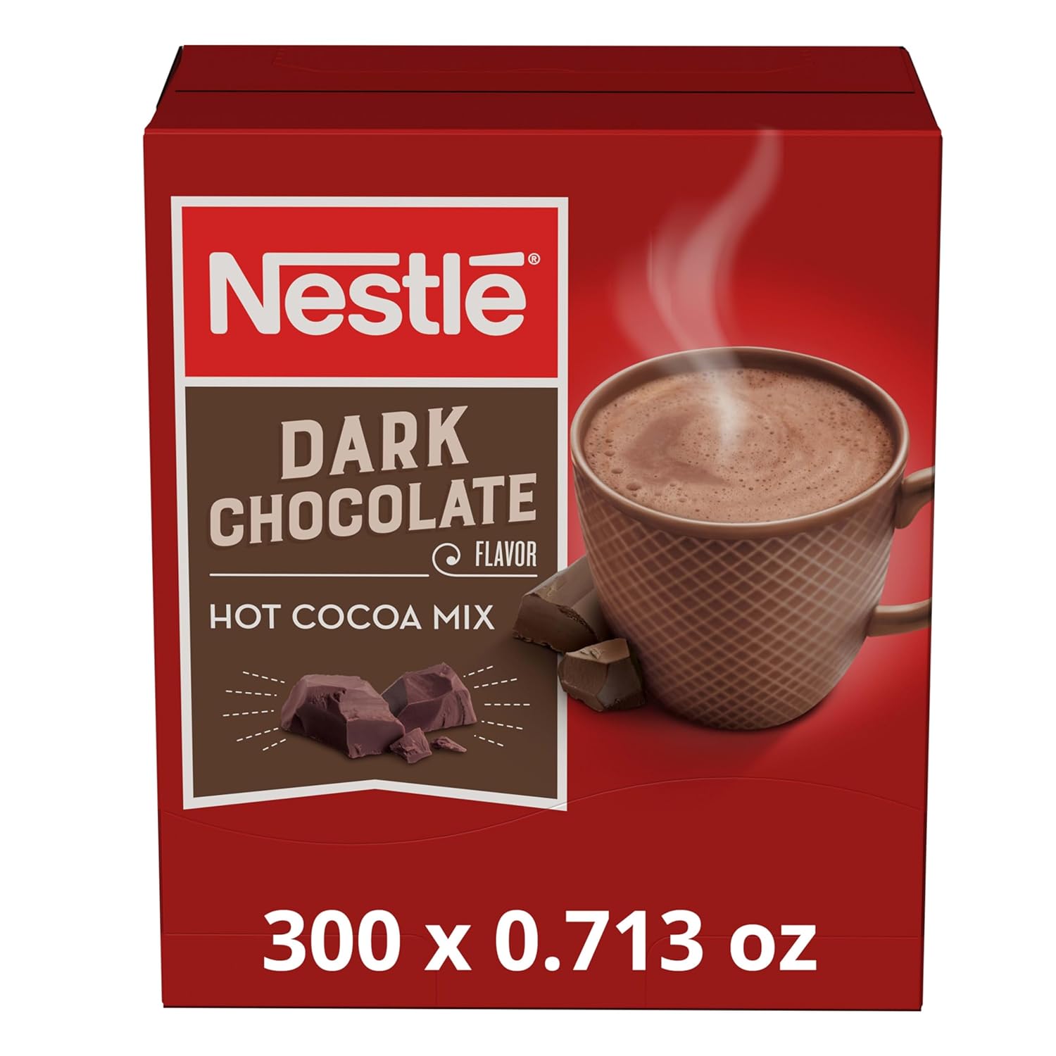 Nestle Hot Chocolate Packets, Dark Chocolate Flavor Hot Cocoa Mix, Made with Real Cocoa, Bulk Pack, 0.71 oz Packet (Pack of 300)