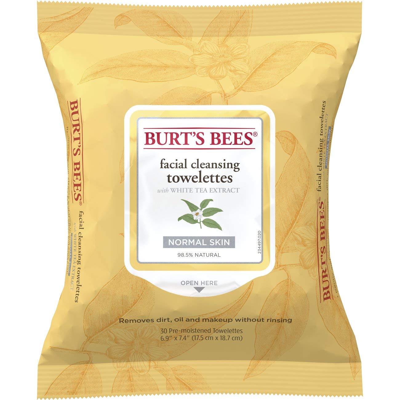 Burt's Bees Facial Cleansing Towelettes with White Tea Extract - 30 Towelettes