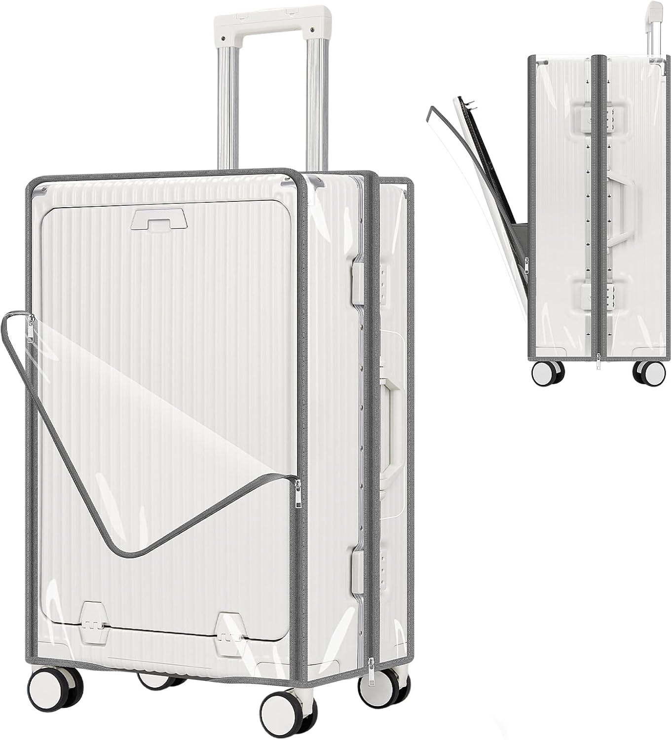 Yotako Clear PVC Suitcase Cover Protector for Front Open Suitcases - 32inch Luggage Cover Double Zipper Design