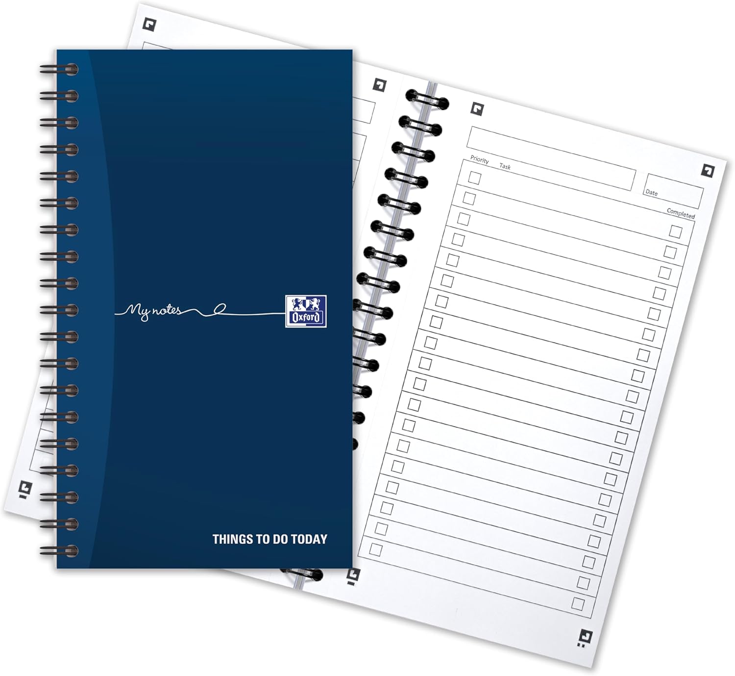 Oxford My Notes, To Do List Notebook, Wirebound, 230 Page, 1 Notepad, Navy Blue | White