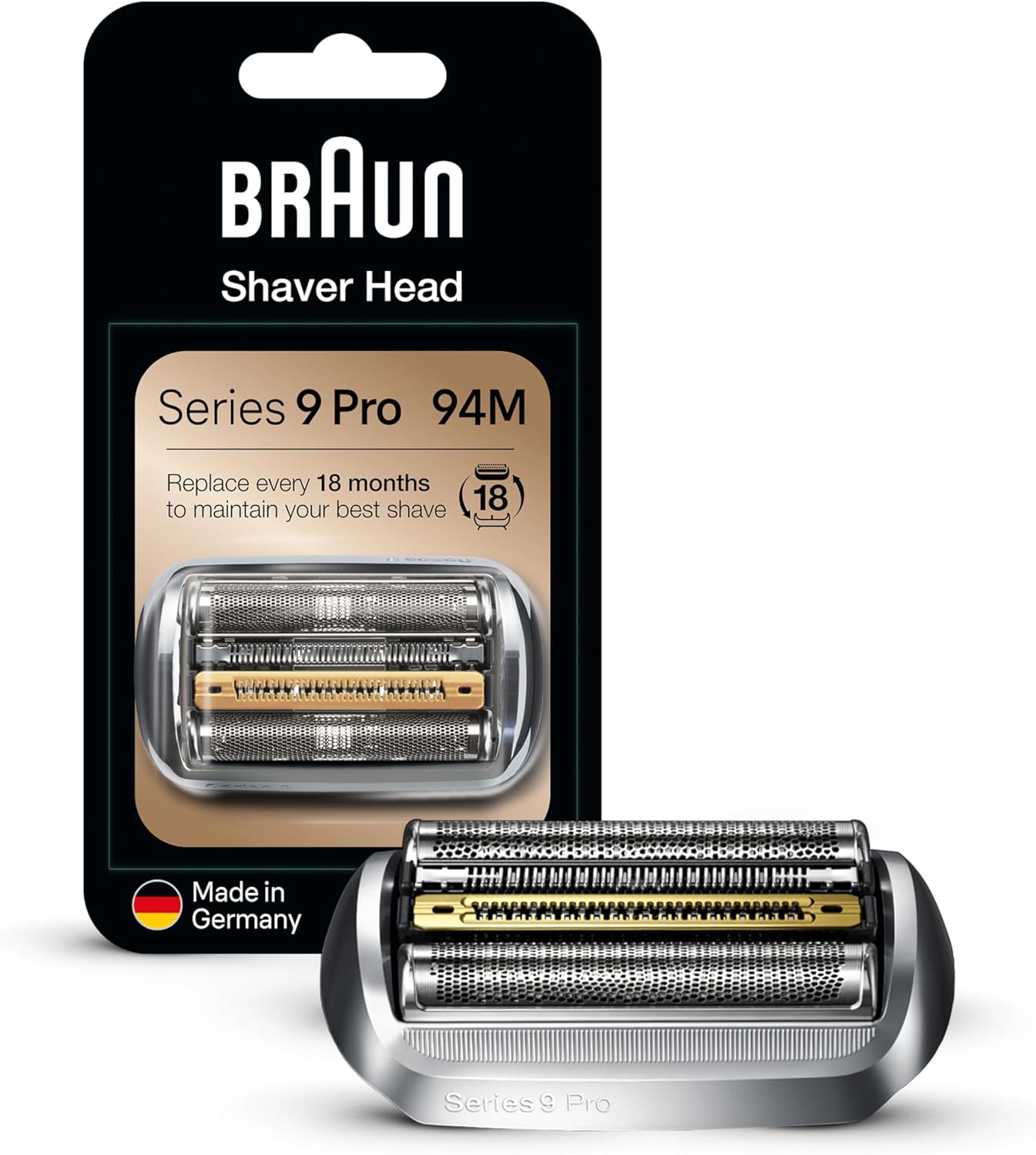 Braun Electric Shaver Head Replacement Part 94M Silver, Compatible with Series 9 Pro and Series 9 Electric Razors for Men