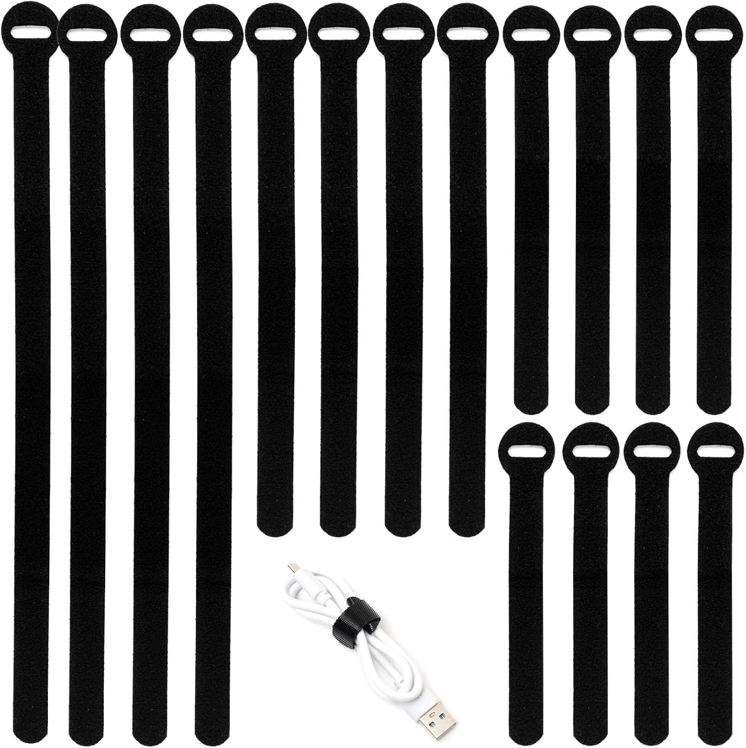150PCS Reusable Cable Ties - 4+6+8+10inch Multi-Purpose Cable management Hook & Loop Cable Straps Wire Ties,Adjustable Fastening Cord Organizer,Cable Organizer for Home,Office and Data Centers,Black