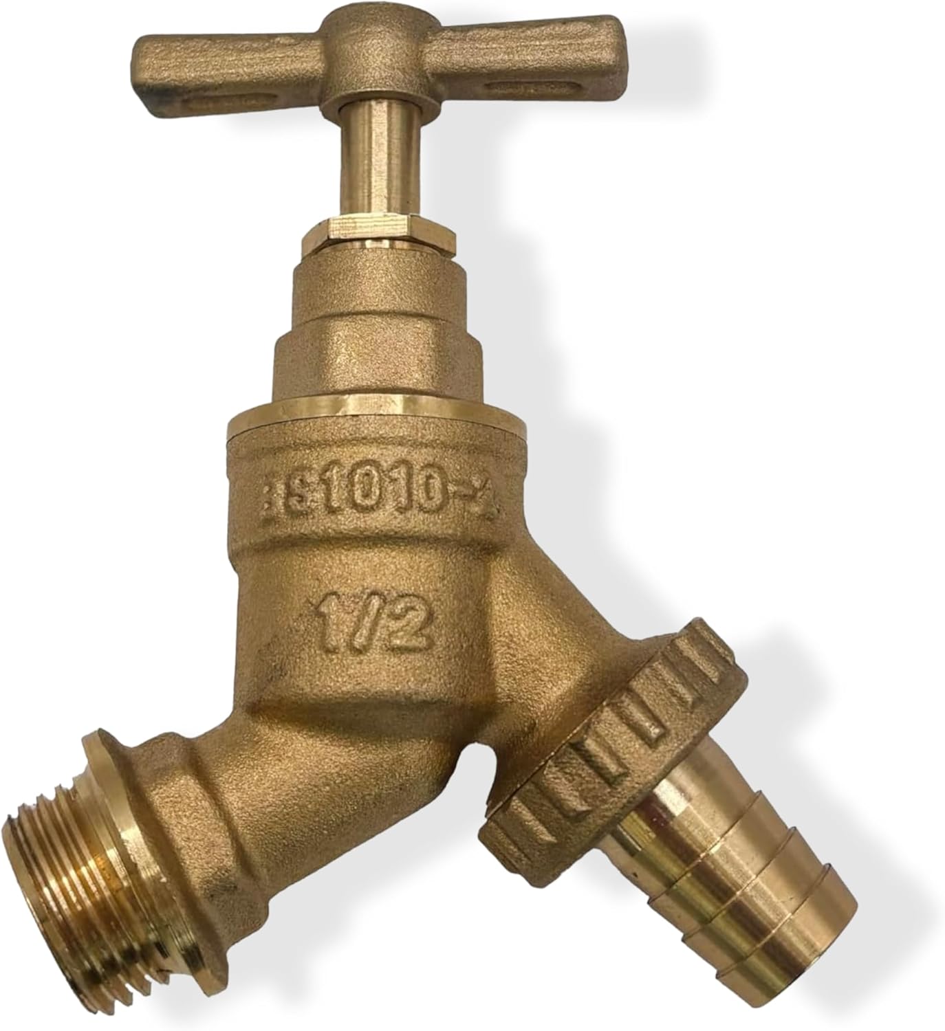 PlumbEZ WRAS 1/2" BSP Brass Garden Tap, BS1010 Compliant Outside Tap, Durable Cold or Hot Outdoor Tap Bib Tap for Garden Use