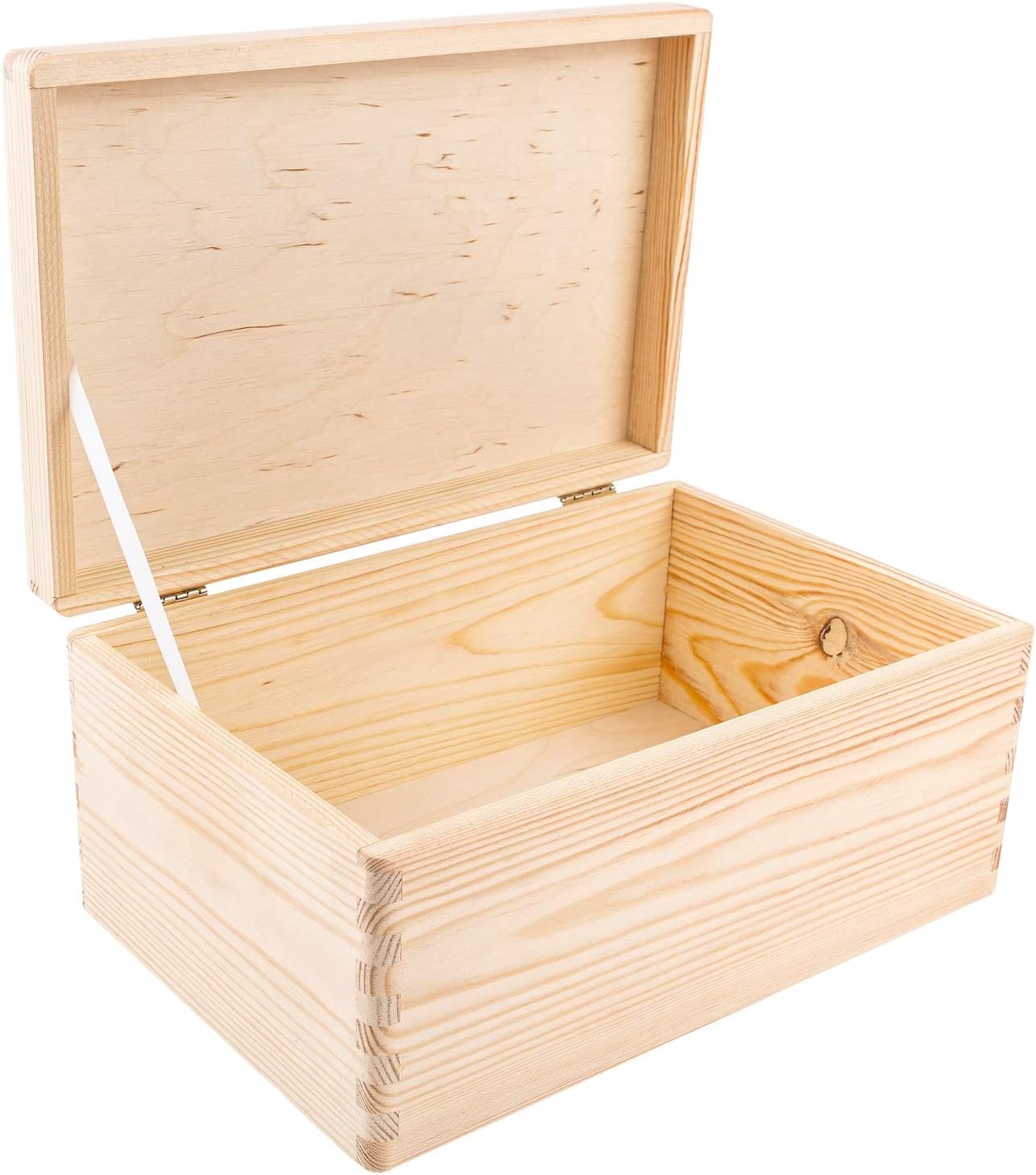 Creative Deco Large Plain Wooden Storage Box with Lid | 30x20x14cm (+/-1 cm) | Hinged Lid | Unpainted Easter Gift Box Kitchen Storage | ROUGH & UNSANDED Wood Keepsake Memory Craft Chest