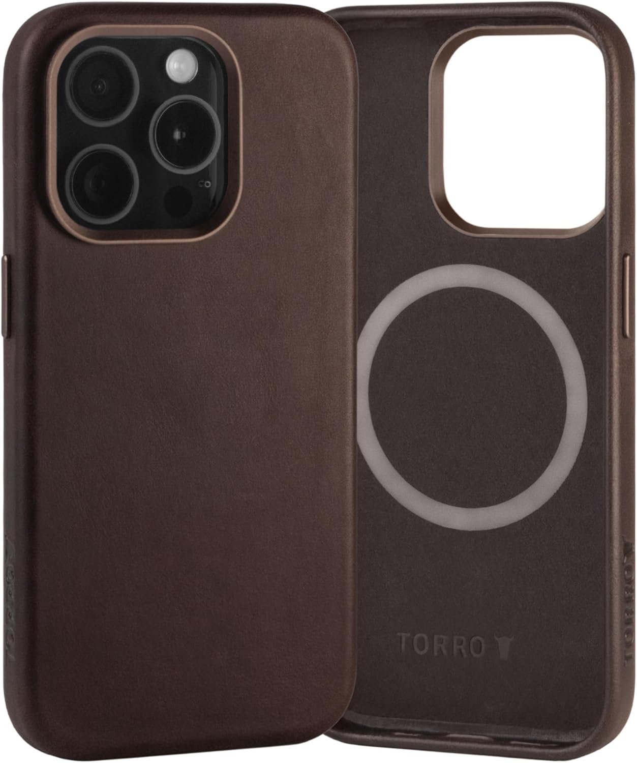 TORRO Case Compatible with iPhone 15 Pro – Premium Leather MagSafe Compatible, Slim Bumper Case (Dark Brown)