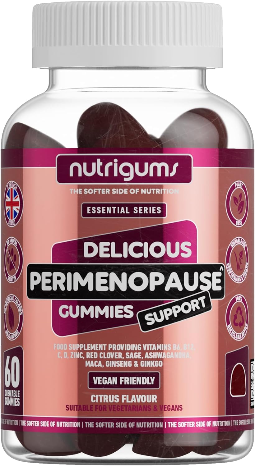 Perimenopause Support Gummy | Citrus Flavour | 60 Vegan Gummies | Red Clover, Ashwagandha, Maca, Ginseng, Sage, Ginkgo with VIT B6, B12, VIT D and VIT C | Nutritional Balance for Women by NUTRIGUMS®