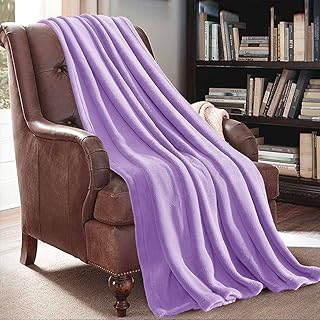 JML Plush Throw Blanket 50" x 60", Plush Soft Fleece Blanket –Solid Color Violet, Lightweight All Season Couch Sofa Blanket