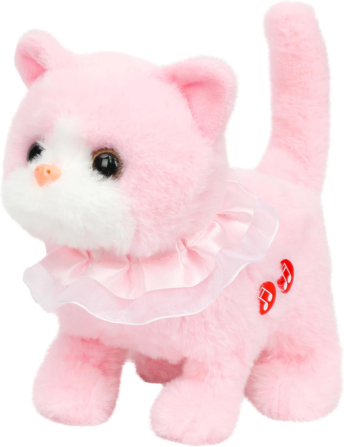 Easfan 7" Walking Plush Kitty Toy Repeat What You Say Stuffed Animal Interactive with Dress Talking Musical Cute Plush Toy Pink Cat Christmas Birthday Gifts for Kids Toddlers