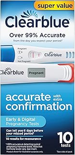 Clearblue Early Pregnancy Test Kit, at-Home Pregnancy Test Kit for Women, hCG Hormone Pregnancy Tests with Easy-to-Read Results, 10 Tests