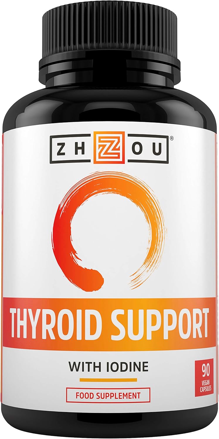 Thyroid Support Supplement for Women - 90 Vegan Capsules - Advanced Complex with 14 Ingredients Including Iodine, Magnesium, Vitamin B12, L-Tyrosine, Ashwagandha, Schizandra & Cayenne - Zhou
