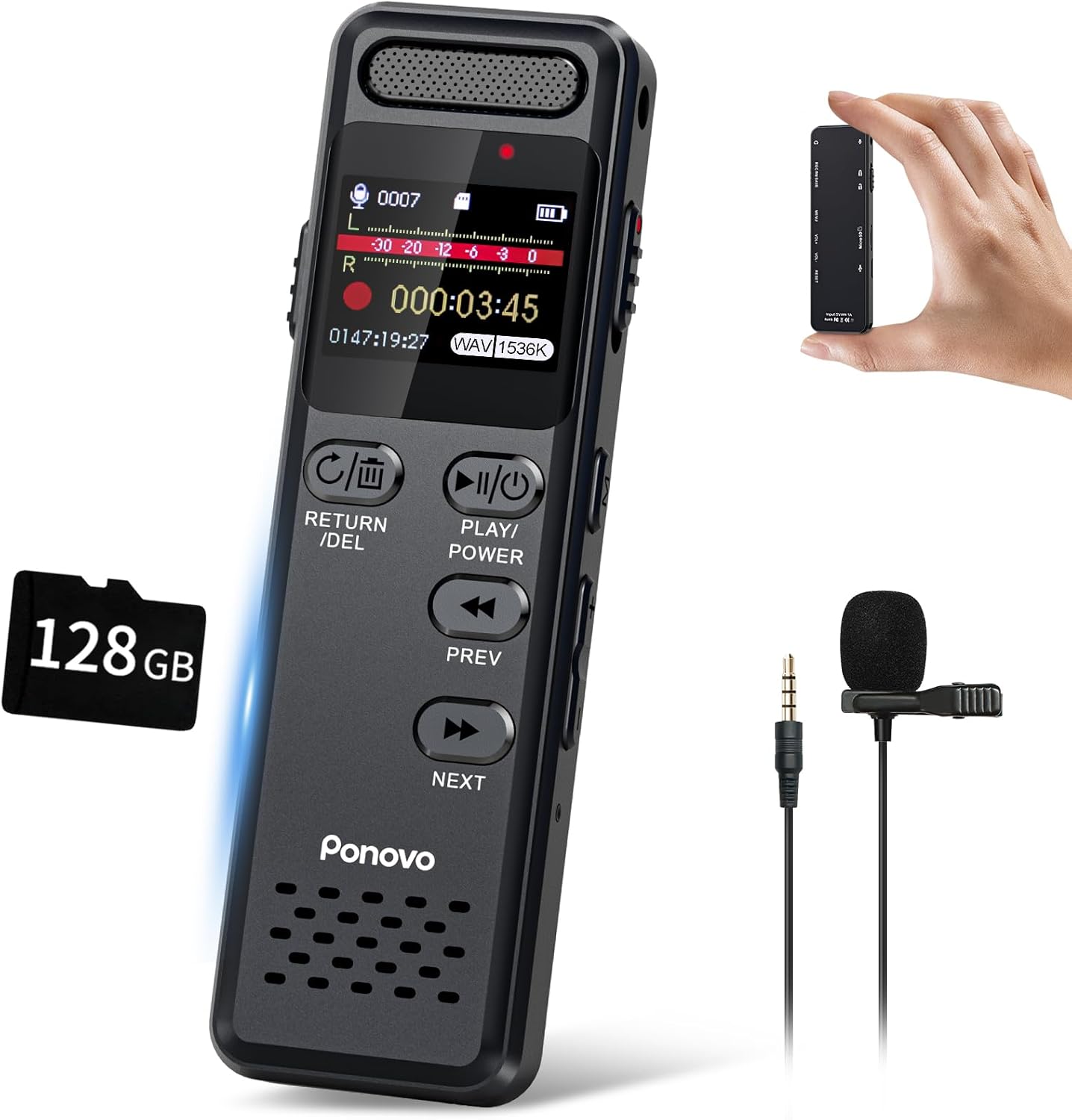 160GB Digital Voice Recorder with Playback, 1100mAh Mini Audio Recording Device for Lecture Interviews, 1536Kbps Voice Activated Recorder with Noise Reduction, Password, External Microphone
