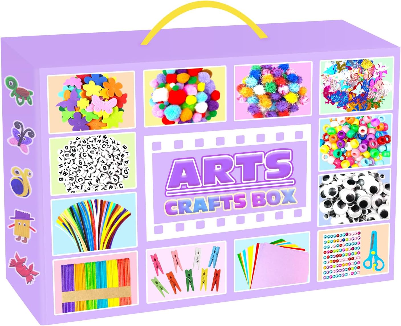 Arts and Crafts Supplies for Kids - 2000Pc Craft Kit with Pipe Cleaners DIY Craft Kit for Kids Art School Supply Materials Set All in Crafting Box Toys Gifts for Girls Boys Age 4 5 6 7 8 9 10 11 & 12