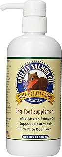 Grizzly Wild Alaskan Salmon Oil Dog Food Supplement Omega 3 Fatty Acids, 16 oz