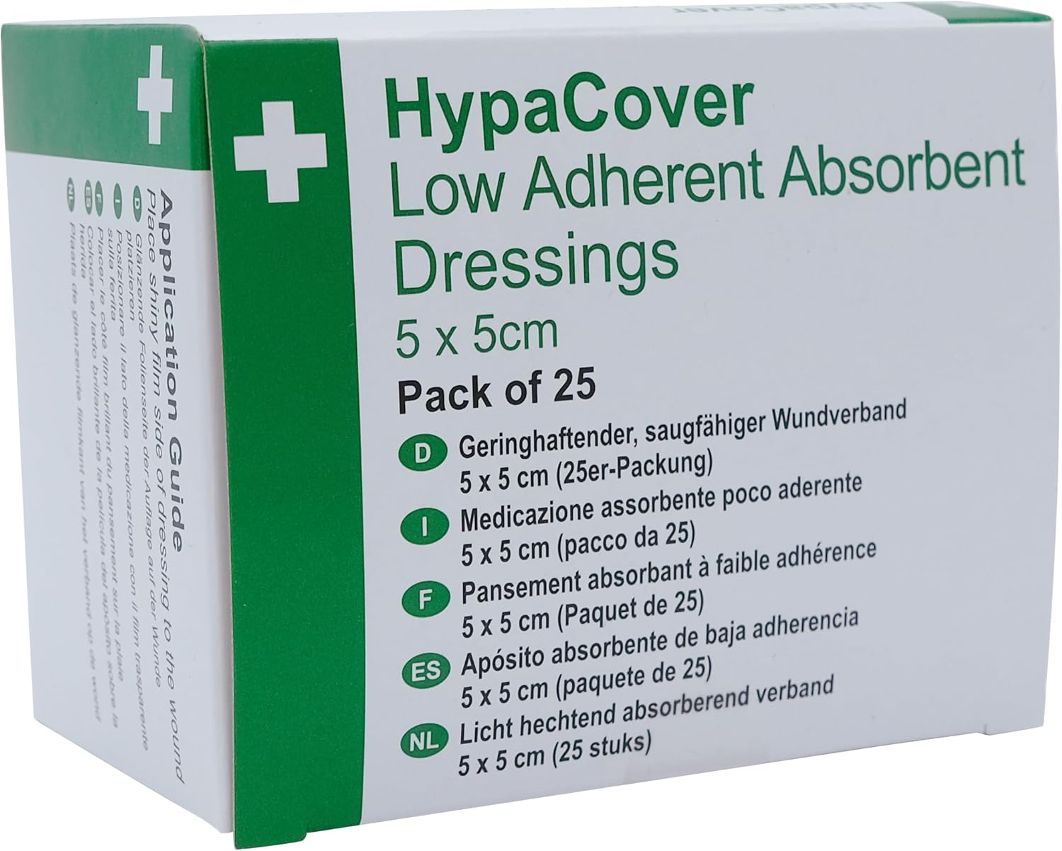 Safety First Aid Group HypaCover Low Adherent Dressing Pads for Wounds Absorbent Dressing, 5x5cm (Pack of 25)
