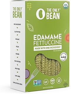 The Only Bean - Organic Edamame Fettuccine Pasta - High Protein, Keto Friendly, Gluten-Free, Vegan, Non-GMO, Kosher, Low Carb, Plant-Based Bean Noodles - 8 oz (1 Pack)
