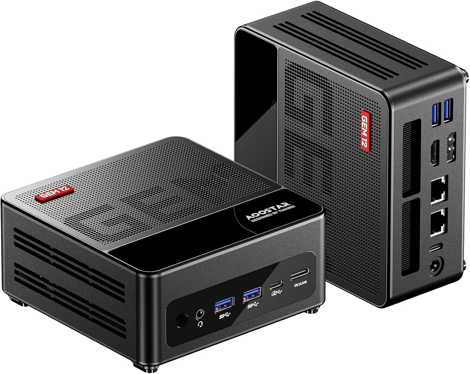 GEM12 MAX Mini PC, AMD R9 6900HX(8C/16T,up to 4.9GHz), Mini Gmaing PC 32GB DDR5 RAM 1T NVMe PCIe4.0 SSD, Mini Computer 4K@60Hz 4-Screen Display/OCULINK/75W TDP/2 * 2.5G LAN/2*USB4/DP1.4