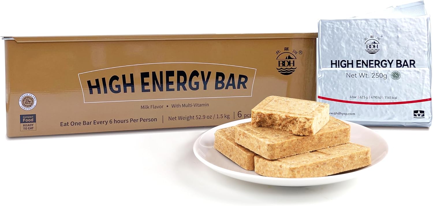 Emergency Food Ration Bars - Milk Flavor Compressed Biscuit Survival Tabs, 20 years Shelf Life Emergency Supplies, Food Rations Supply for Outdoor Camping Hiking Snowstorm,Tin Box 6 Count