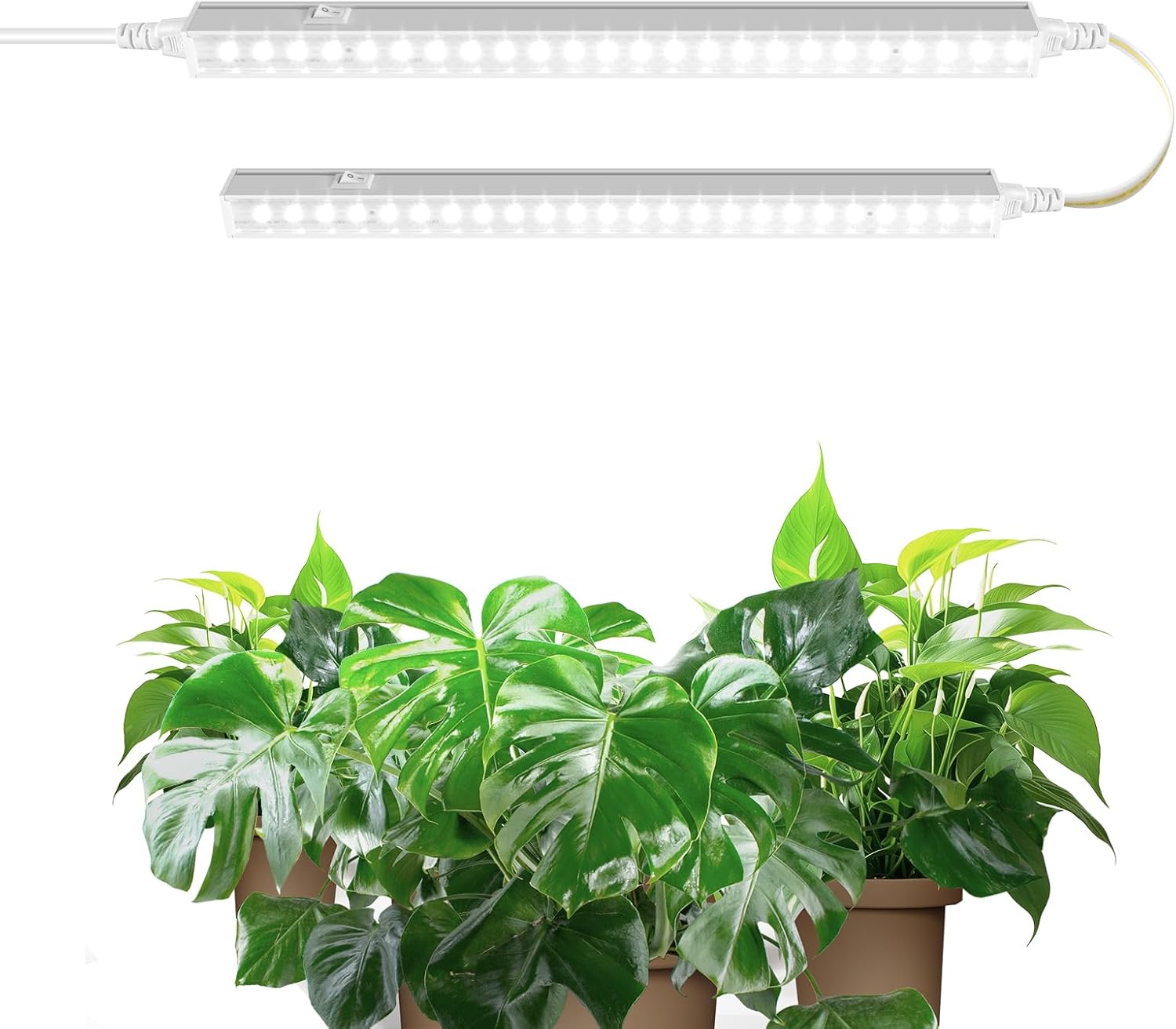 Barrina T5 1FT Grow Light Strip, 5000K White Plant Growing Lamp, 10W(2 x 5W) Linkable Full Spectrum Grow Lights for Indoor Plants, Plug and Play, Greenhouse, 2 Packs