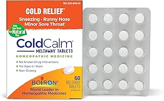 Boiron ColdCalm Tablets for Relief of Common Cold Symptoms Such as Sneezing, Runny Nose, Sore Throat, and Nasal Congestion - Non-Drowsy - 60 Count