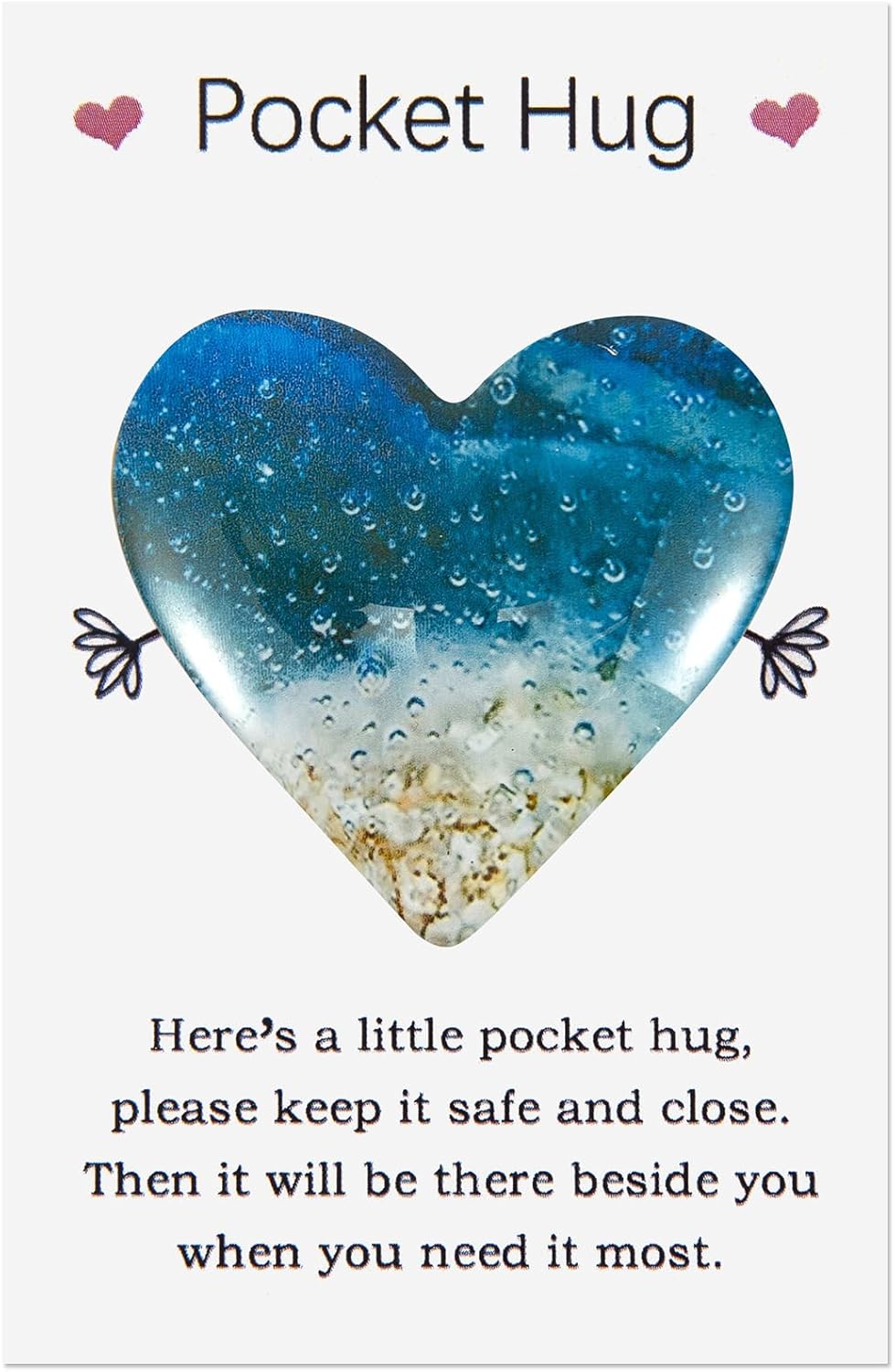 Pocket Hugs Heart, Thinking of You Gifts, Keepsake Gifts for Women Friends, Go to University School Gifts, Positive Good Luck Gifts for Birthday Wedding Christmas Mothers Day Valentines(Beach)