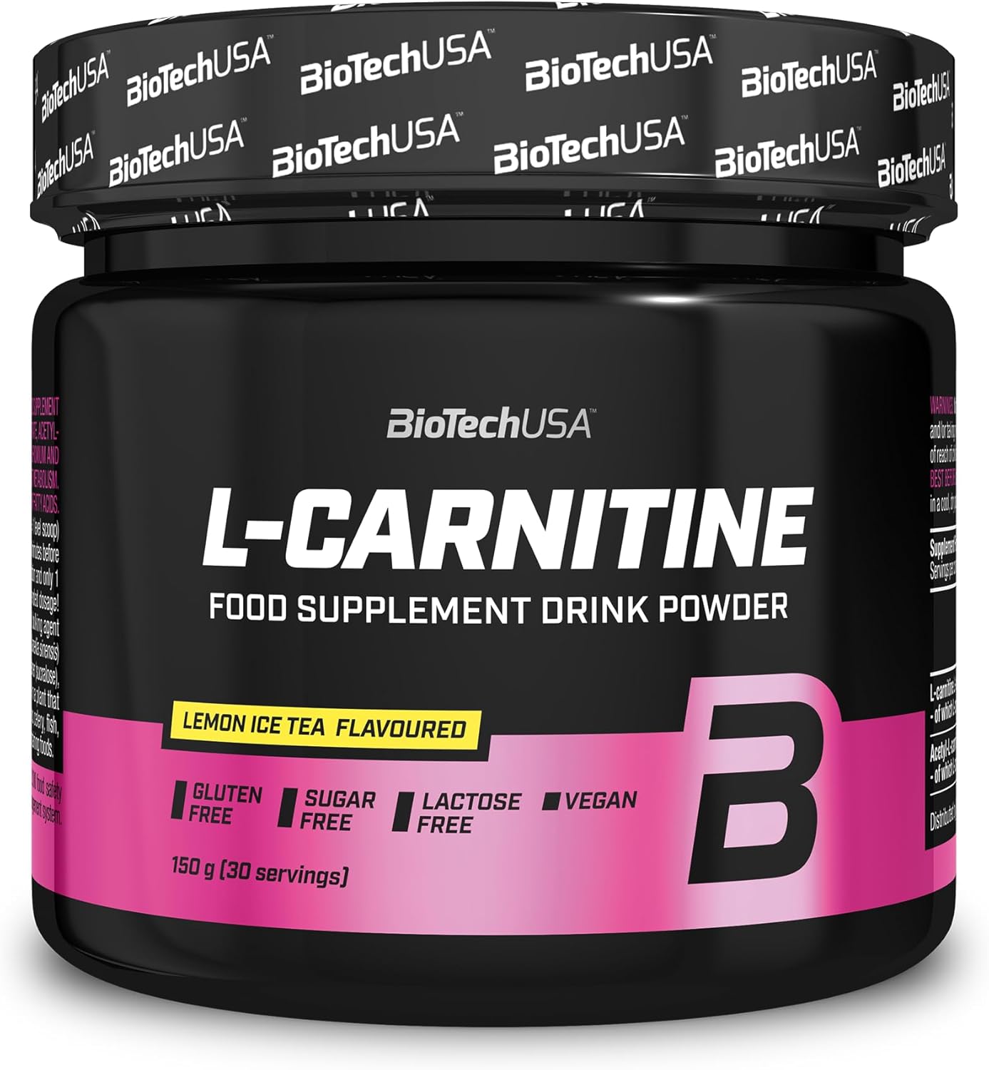 BioTechUSA L-Carnitine Drink Powder, Flavoured Food Supplement Drink Powder with L-carnitine L-Tartrate, Acetyl-L-carnitine, Minerals and Sweetener, 150 g, Lemon ice Tea