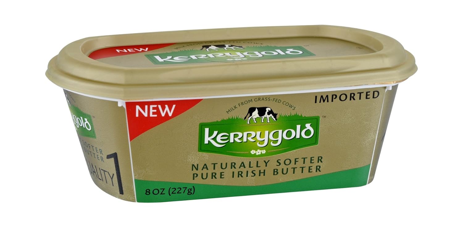 Kerrygold Naturally Softer Pure Irish Butter, 8 Ounce Tub -- 16 per case.