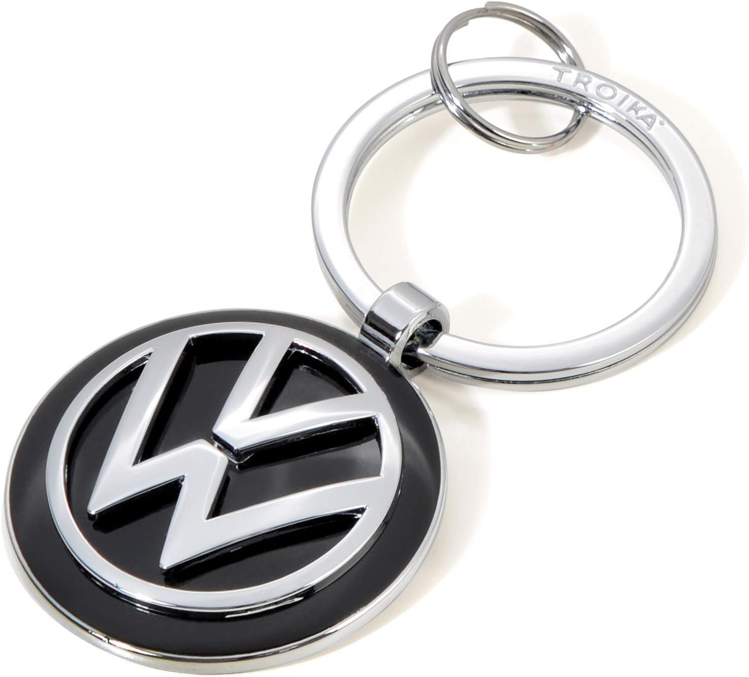 Troika Key Ring KR16-05/VW VW Emblem 1 Key Ring Official Licensed by Volkswagen Glossy Metal Cast Metal Original