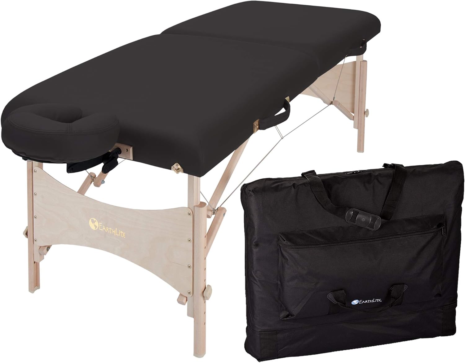 EARTHLITE Portable Massage Table HARMONY DX – Foldable Physiotherapy/Treatment/Stretching Table, Eco-Friendly Design, Hard Maple, Superior Comfort incl. Face Cradle & Carry Case (30" x 73")