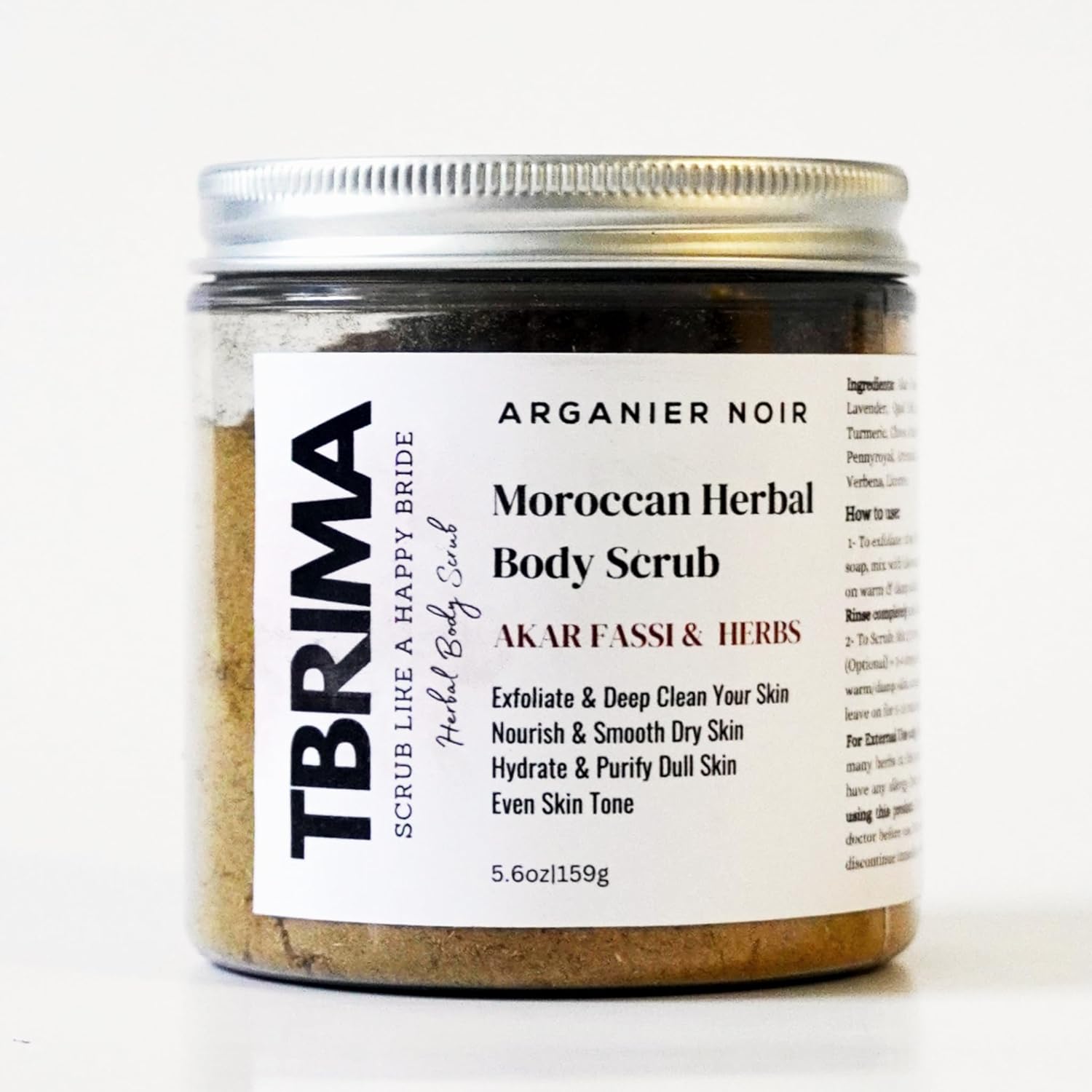 Aker Fassi Tbrima Moroccan Herbal Body Scrub Blend of Herbs and Poppy petals to Exfoliate, Purify and Even Skin Tone.