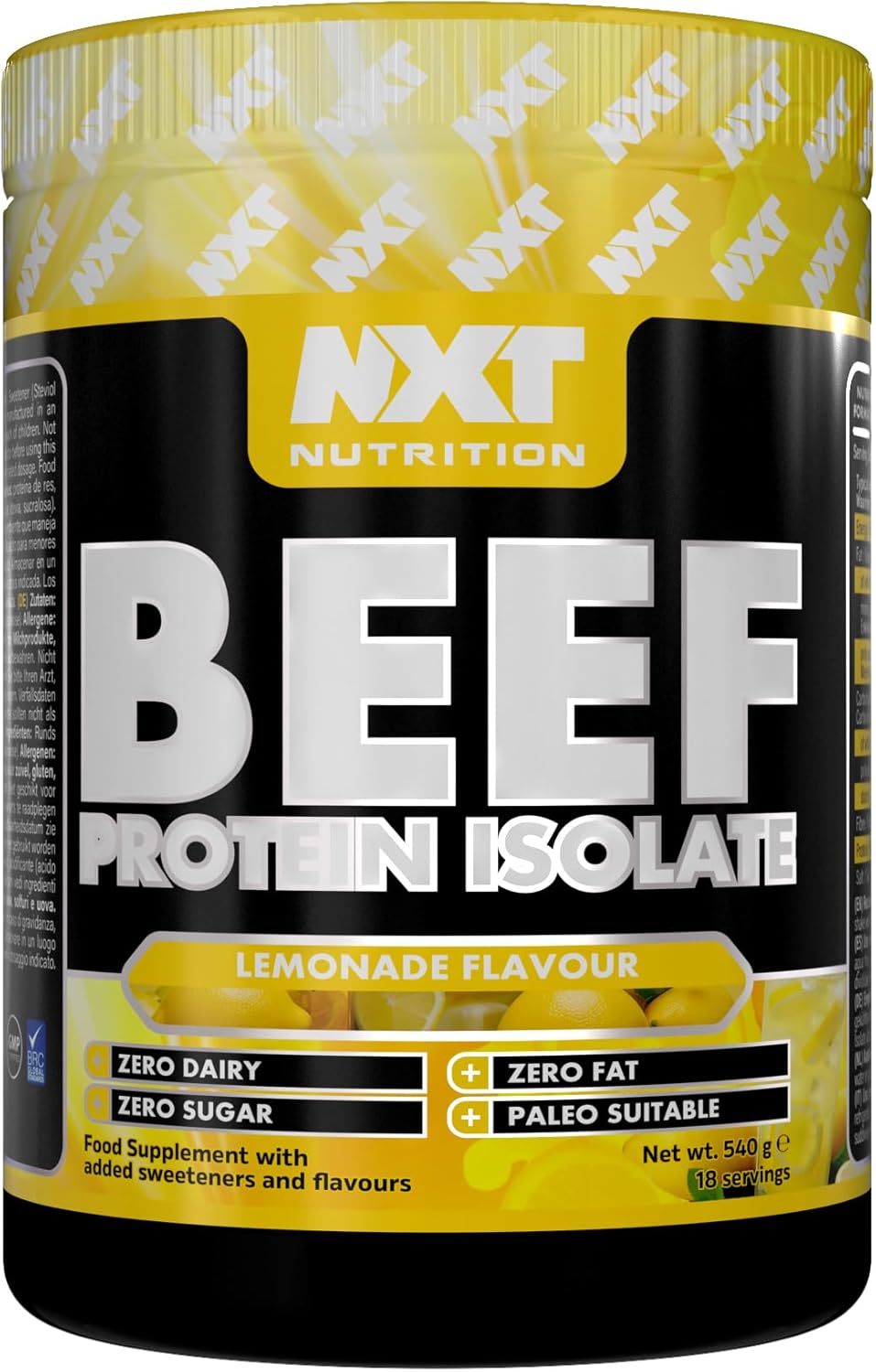 NXT Beef Protein Isolate 540g - High Protein Powder in Natural Amino Acids - Paleo, Keto Friendly - Dairy and Gluten Free | 540g | Lemonade