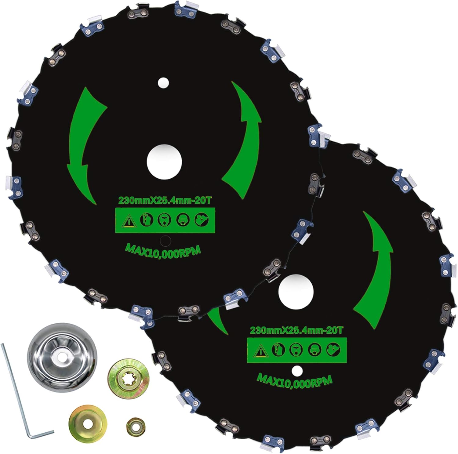 CZS 9" Brushcutter Chainsaw Tooth Blade,20T Chainsaw Tooth Brush Cutter Blade,2 Pack (Adapter Included)