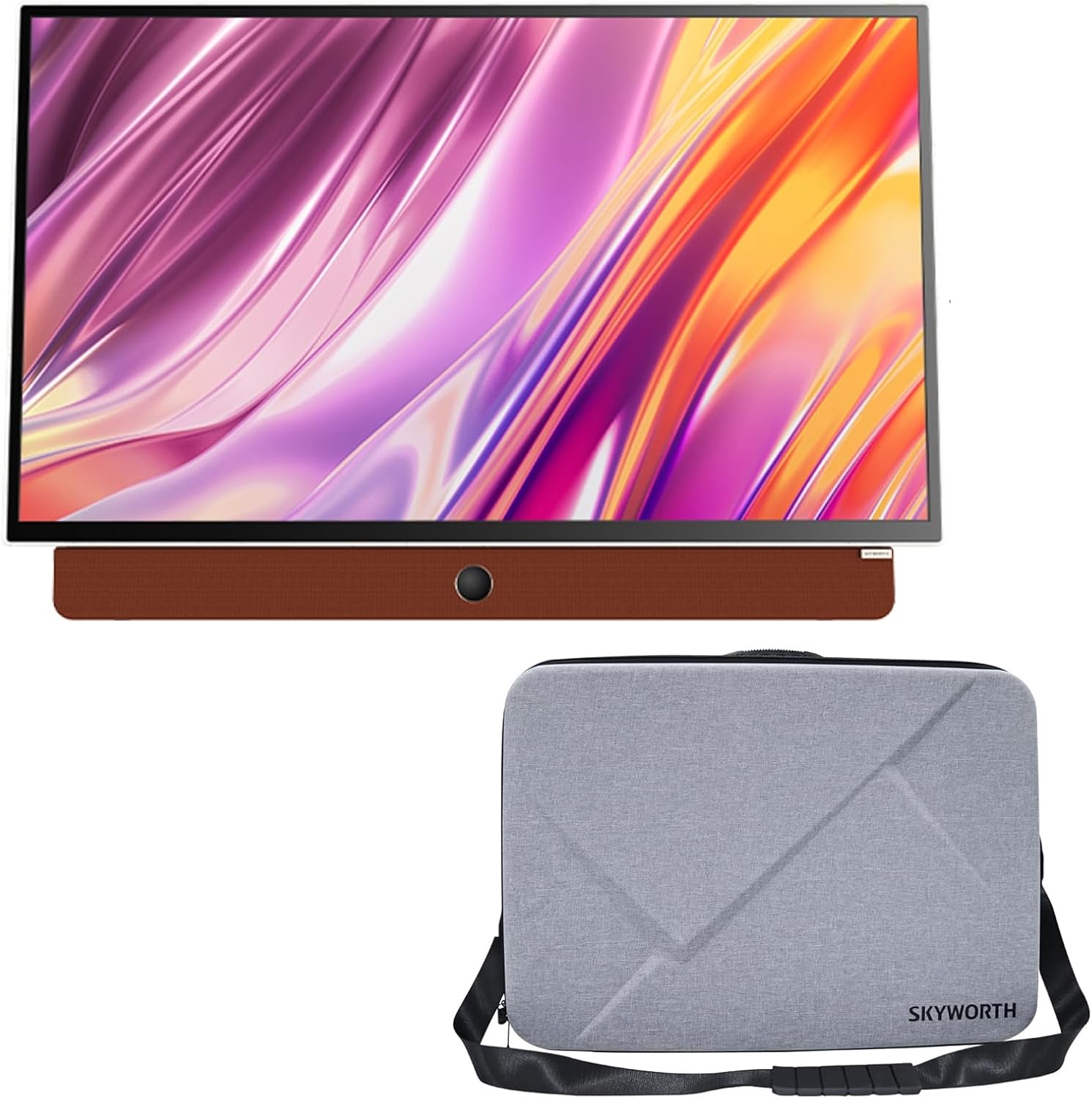 Skyworth 24-Inch Portable Display with Case, 3-Hour Battery Life P100 Companion Series 1080P FHD Smart Google TV, Matte Screen, HDR10, Dolby Audio, LED, Bluetooth, Chromecast and Google Assistant