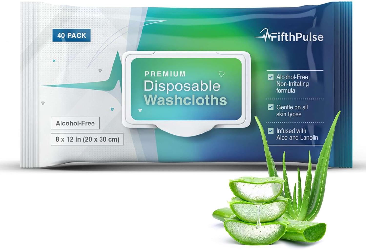 Disposable Body Wipes For Adults (1 Pack of 40) - Premoistened Body Wipe For Adult Bathing Infused With Aloe and Lanolin - Alcohol-Free Wipes For The Elderly Extra Large - 20x30 cm Washcloths