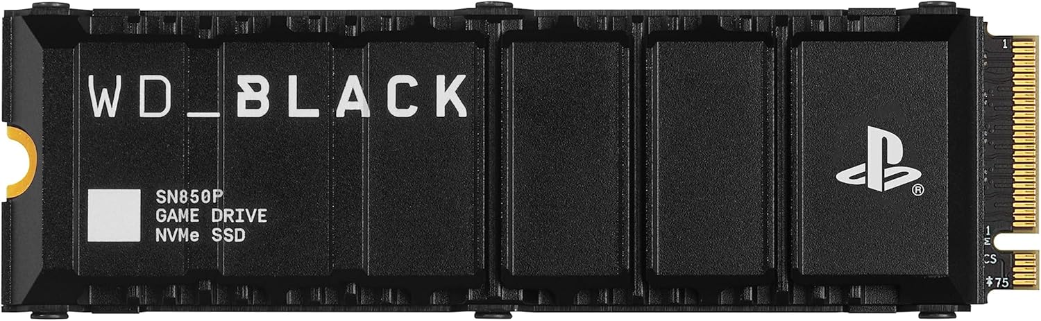 WD_BLACK SN850P 2TB PS5 SSD, Officially licensed for Playstation PS5 consoles, PS5 expansion card, Speeds up to 7300 MB/s, M.2 2280 PCIe NVMe, Exclusive Heatsink Design, Internal gaming SSD, Black
