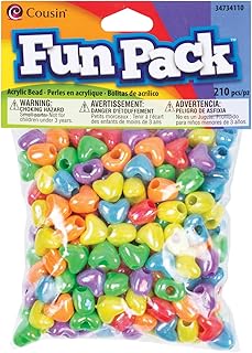 Cousin DIY Fun Pack Acrylic Heart Beads 210/Pkg-Assorted, Assorted Colors