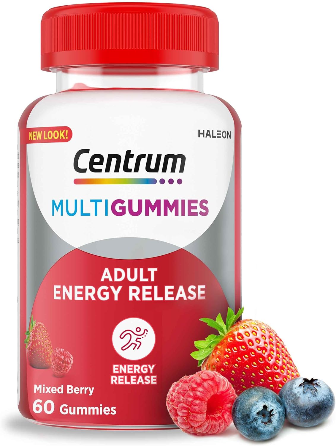Centrum MultiGummies Energy Release Mixed Berry, Gummy Multivitamins for Adults, Natural Fruit Flavouring, Includes key vitamins D, B6, B12, 60 ct