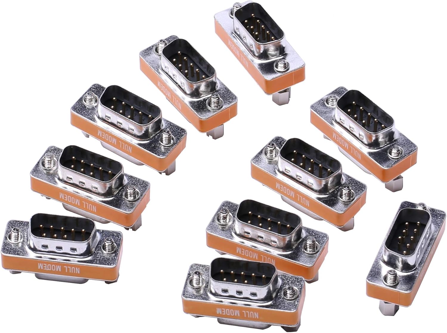 DB9 Null Modem Adapter Male to Female Slimline Data Transfer Serial Port Adapter 10 Pack