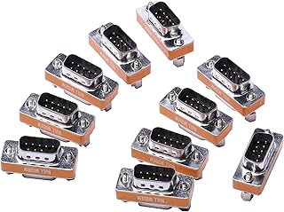 DB9 Null Modem Adapter Male to Female Slimline Data Transfer Serial Port Adapter 10 Pack