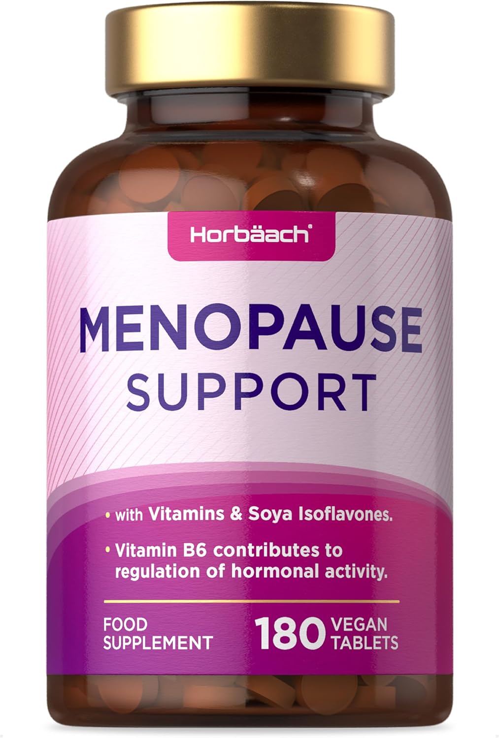 Menopause Supplements for Women | Perimenopause & Menopause Support Complex | 180 Vegan Tablets - 6 Month Supply | with SOYA Isoflavones & Vitamin B6 | by Horbaach